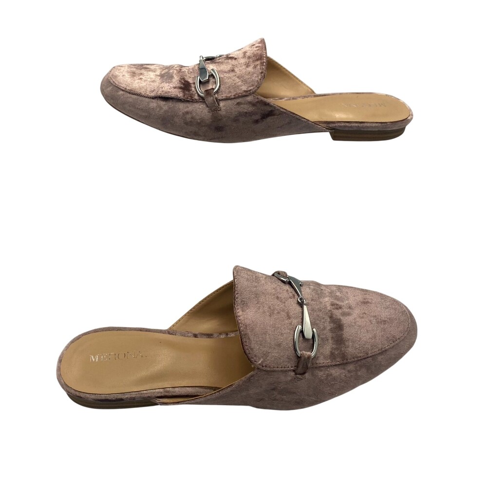 Merona Kona F16904497 Womens 8.5 Mule Pink Comfort Casual Slip On Flats Loafer